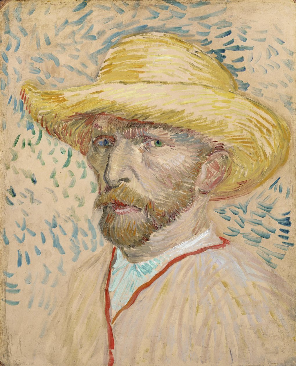 Self-portrait with Straw Hat by Vincent van Gogh