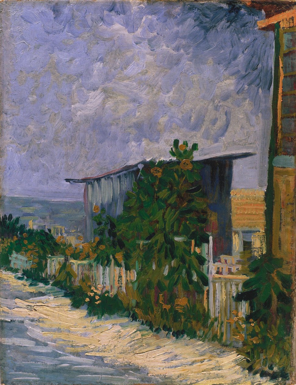 Shed at Montmartre with Sunflower by Vincent van Gogh