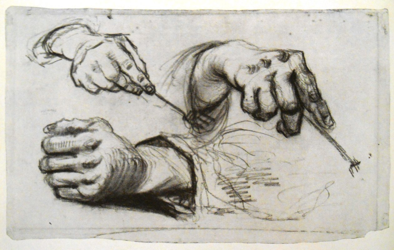 Three Hands, Two Holding a Fork by Vincent van Gogh