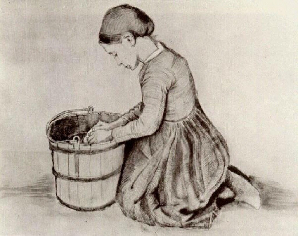 Girl Kneeling in Front of a Bucket by Vincent van Gogh