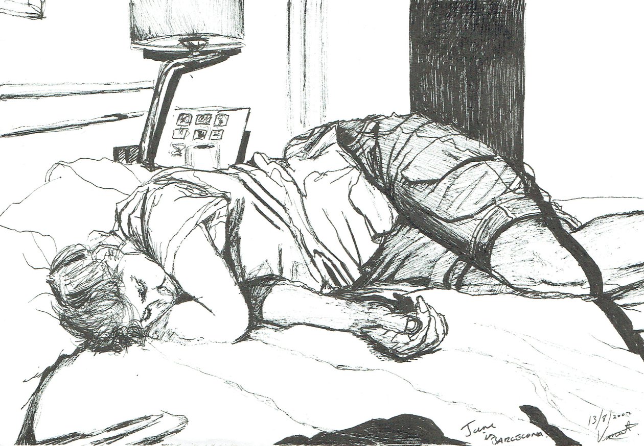 Jane asleep in Barcelona, 2002 by Vincent Alexander Booth