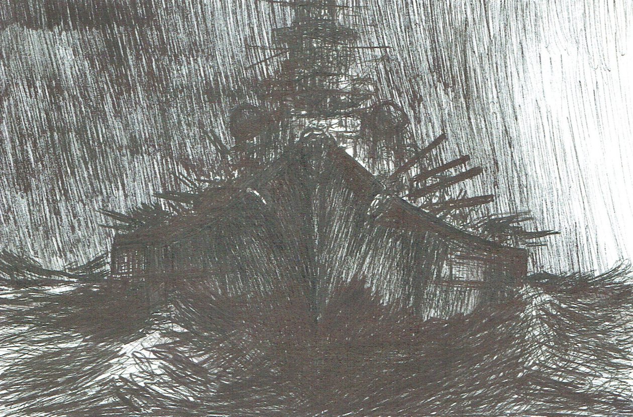 Tirpitz in Heavy Weather 1942 by Vincent Alexander Booth