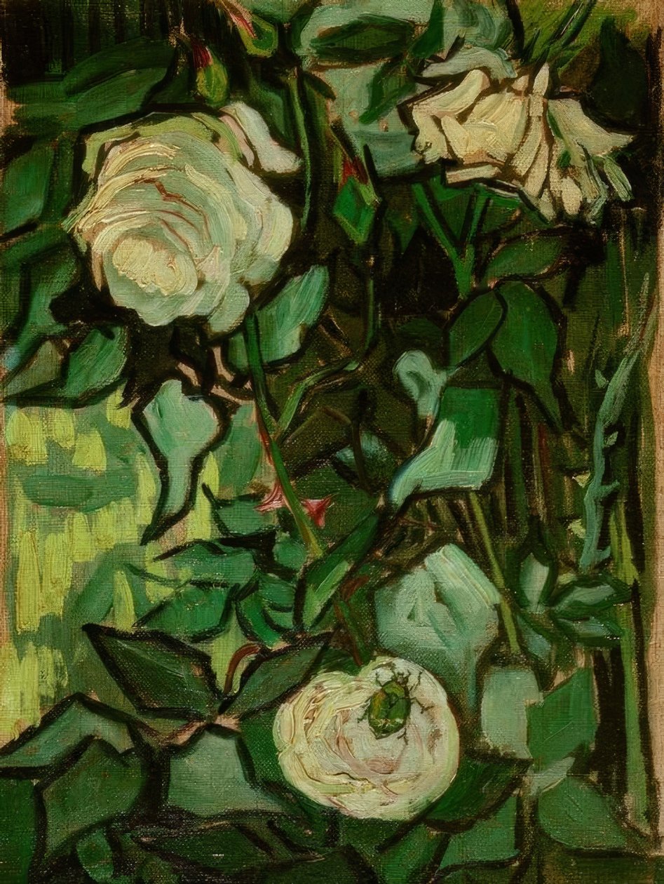 Roses and a Beetle by Vincent van Gogh