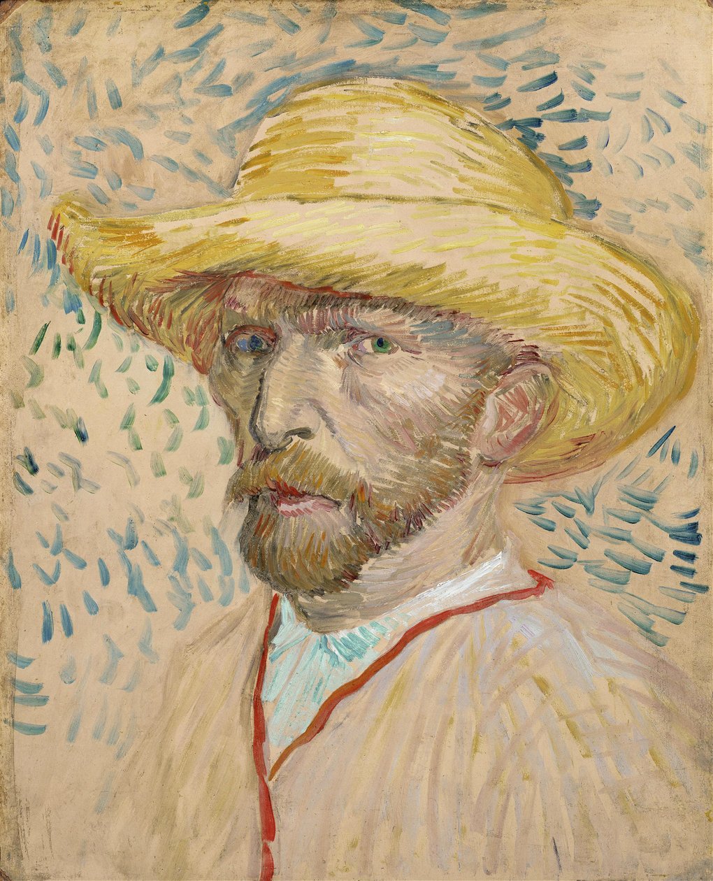 Self Portrait with Straw Hat by Vincent van Gogh