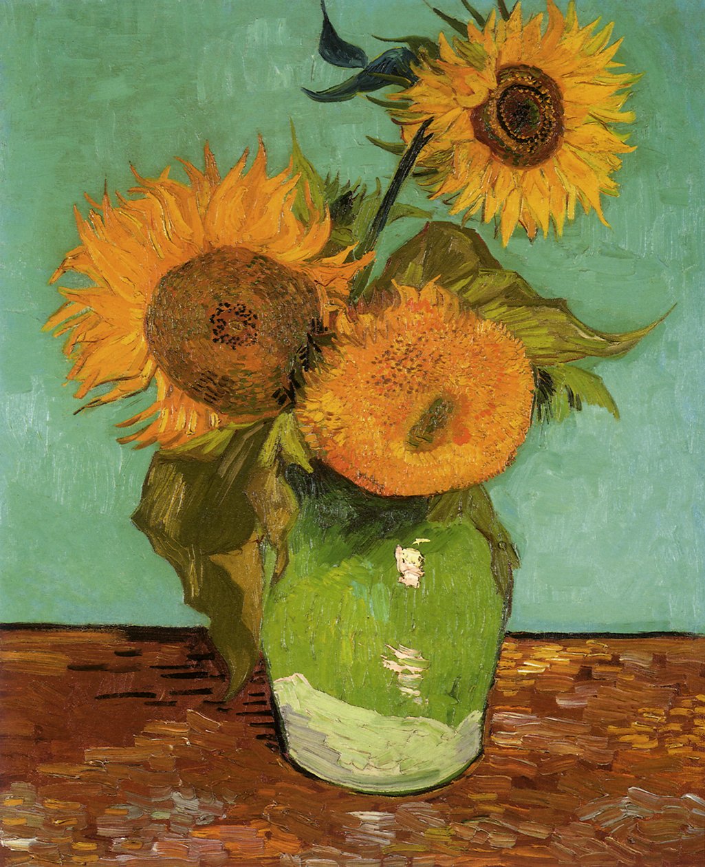 Three Sunflowers in a Vase by Vincent van Gogh
