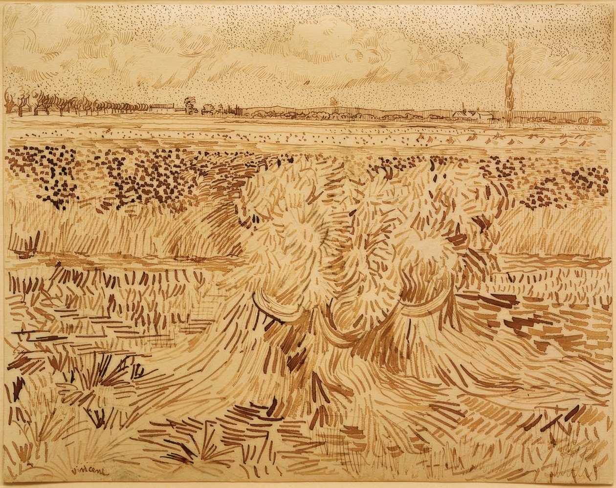 Wheat Field with Sheaves by Vincent van Gogh