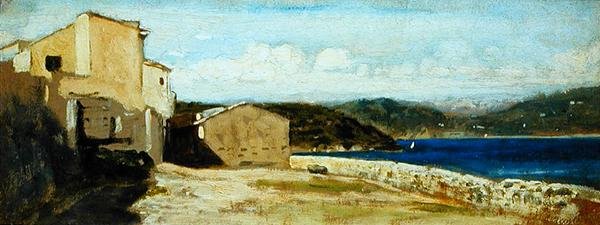 Houses at Lerici by Vincenzo Cabianca