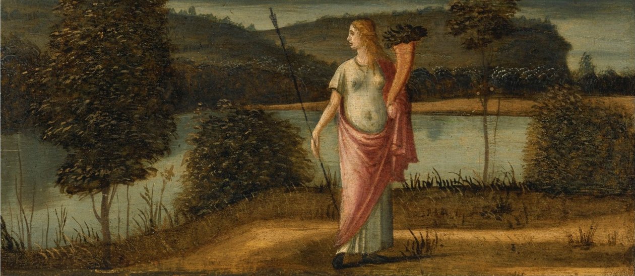 Allegorical Figure of a Woman in a Landscape Holding Spear by Vittore Carpaccio