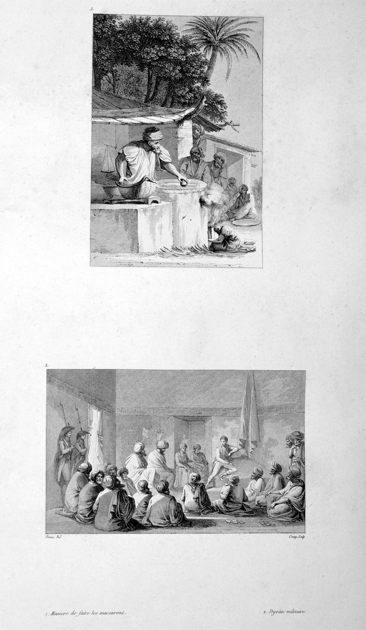 Making Macaroni and Military Meeting by Vivant Denon