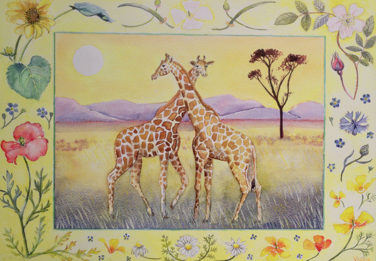 Giraffe (month of July from a calendar) by Vivika Alexander