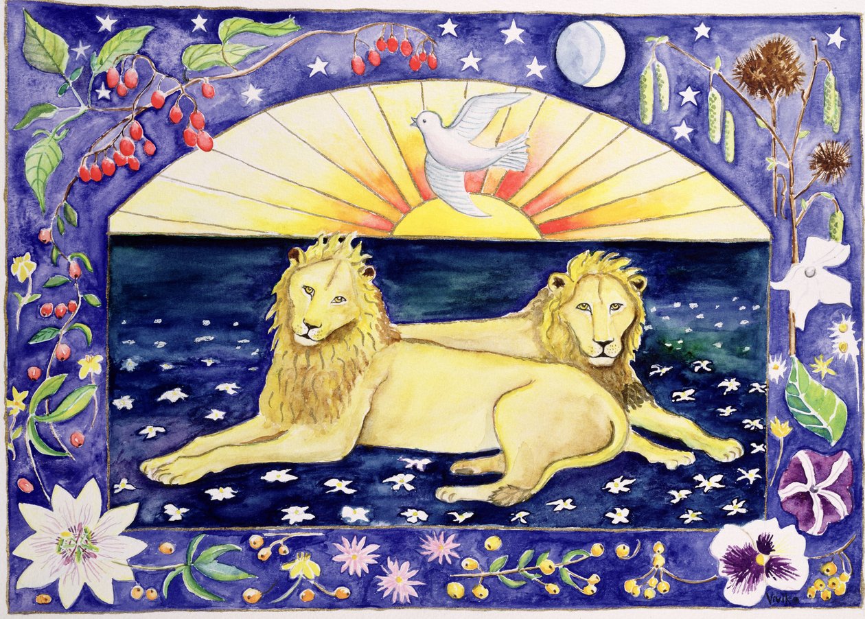 Lions (month of December from a calendar) by Vivika Alexander