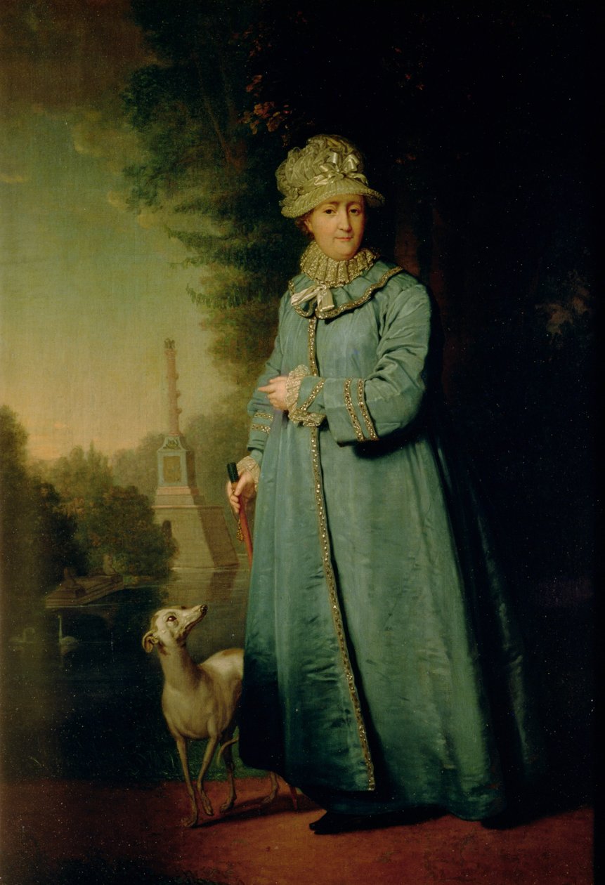 Walking in the Park at Tsarskoye Selo (with the Chessmen Column in the Background) 1794 by Vladimir Lukich Borovikovsky