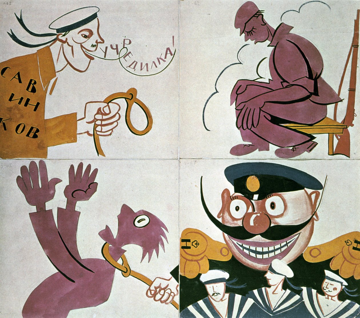 Caricature against the Constituent Assembly by Vladimir Mayakovsky