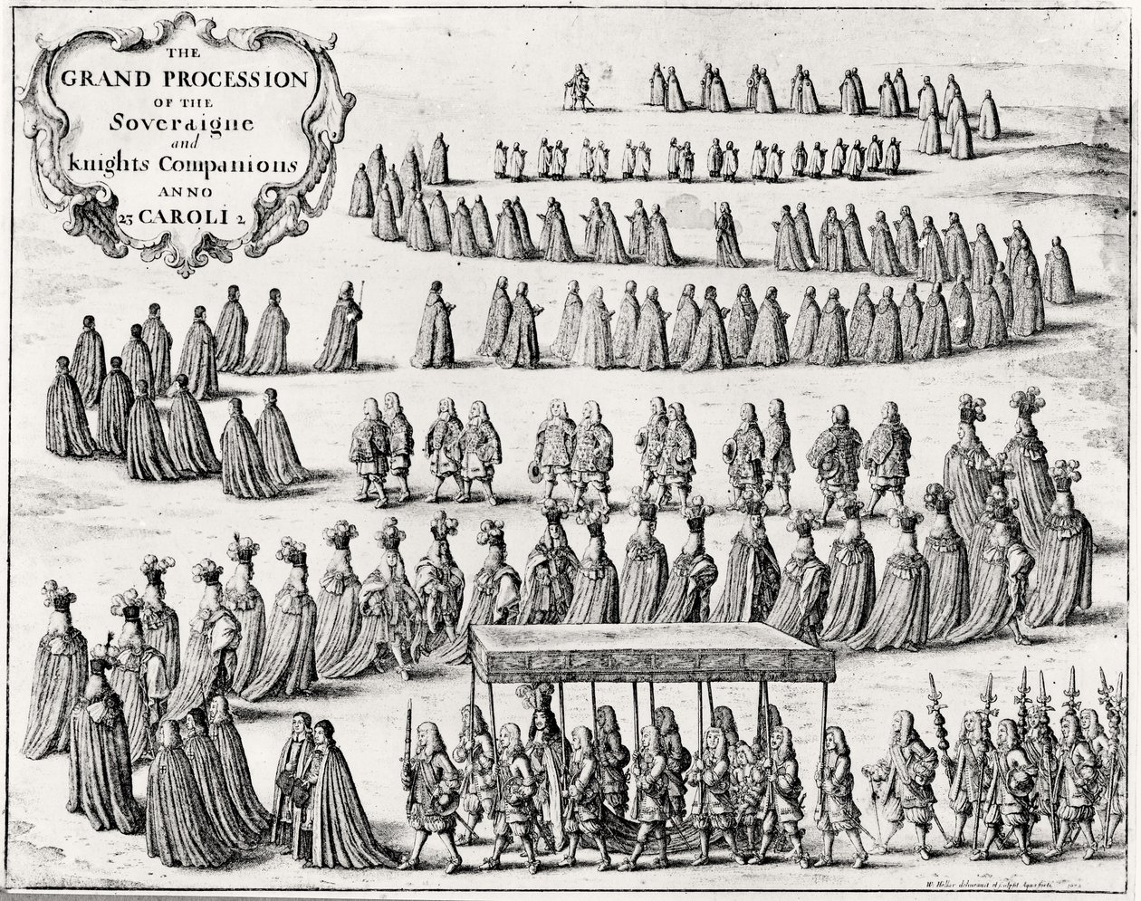 The Grand Procession of the Sovereign and Knight Companions, 1672 by W Hollan