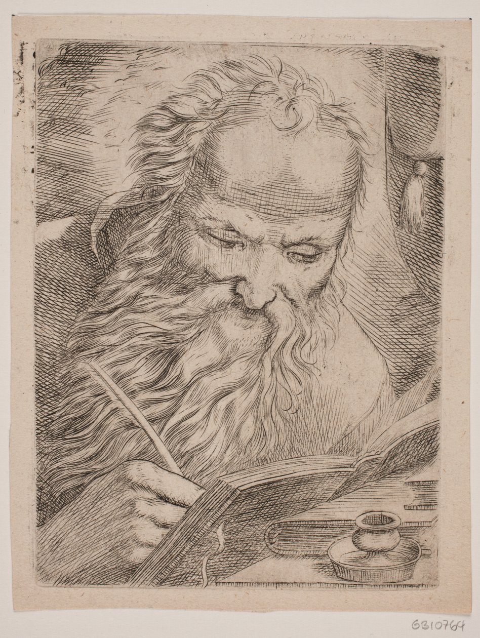 An Old Man Writing in a Book by W.A. Müller