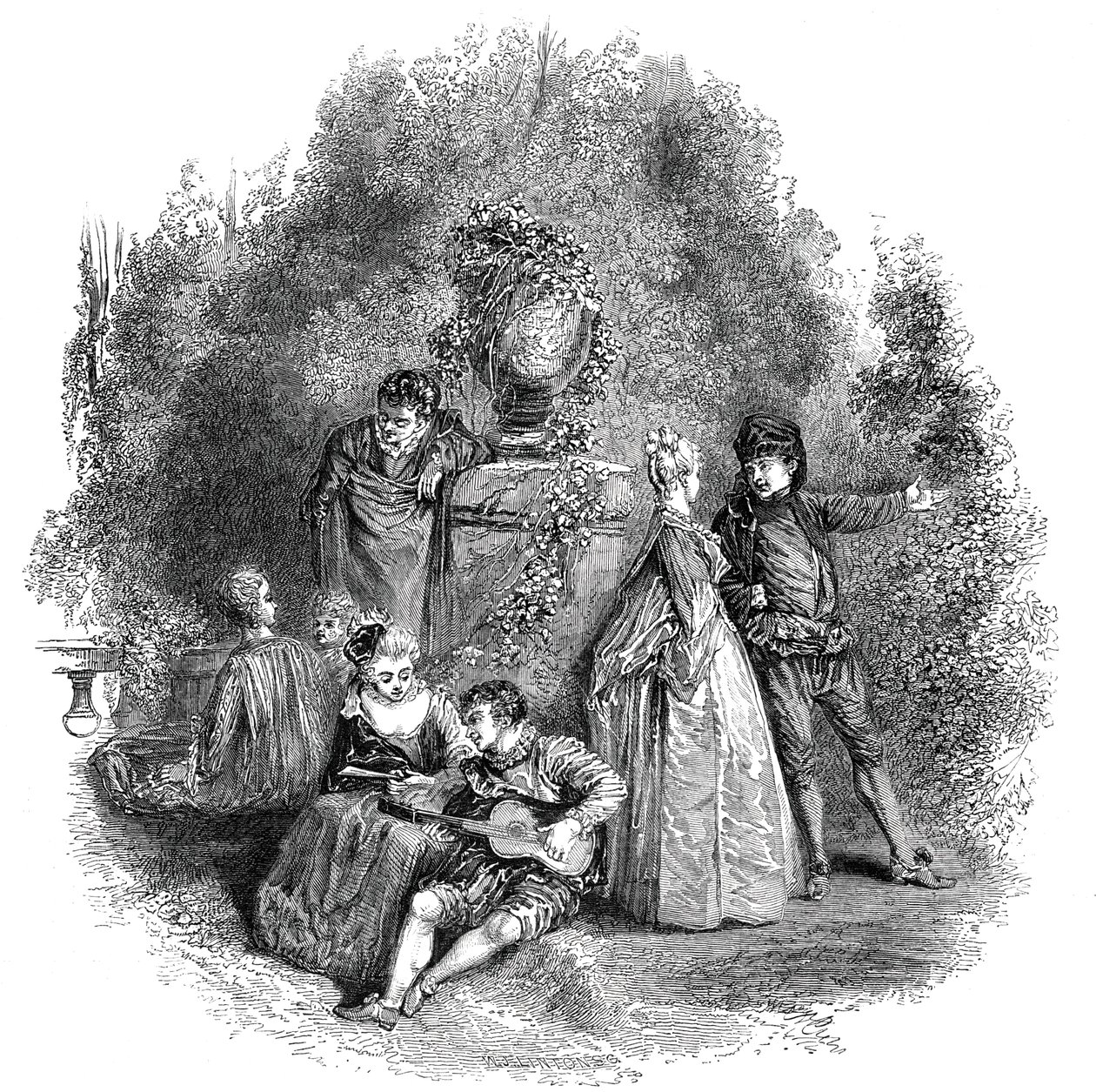 Scene from Watteau in 1644 by W. J. Linton