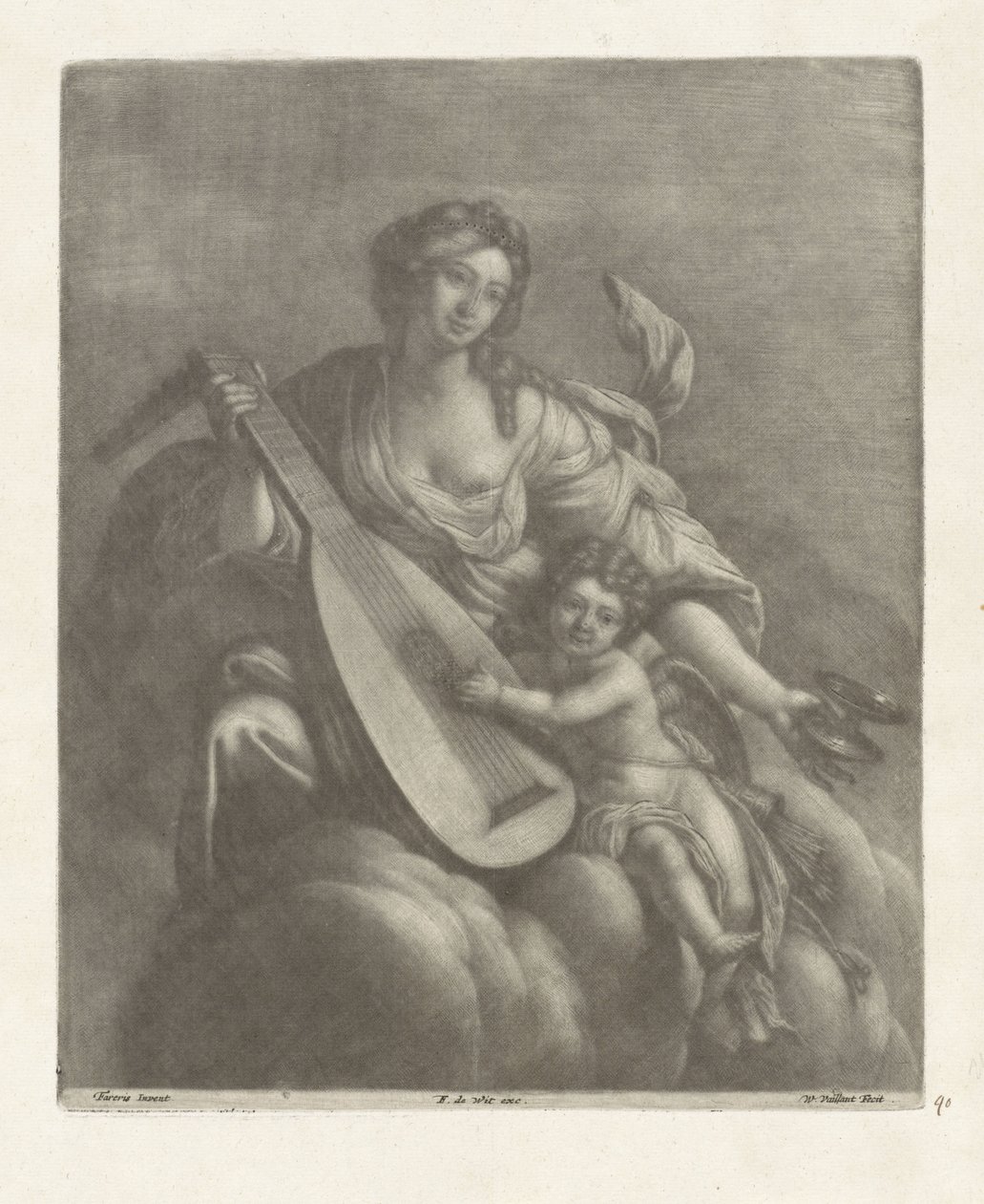 Hebe and Amor on a Cloud by Wallerant Vaillant