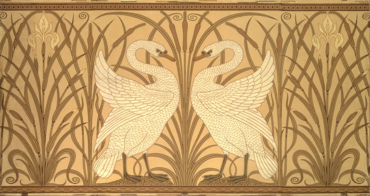 Swan Wallpaper Design by Walter Crane