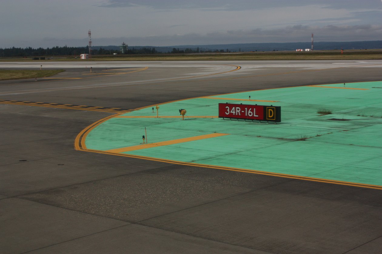 Taxiway with Holding Position Sign by Walter Siegmund