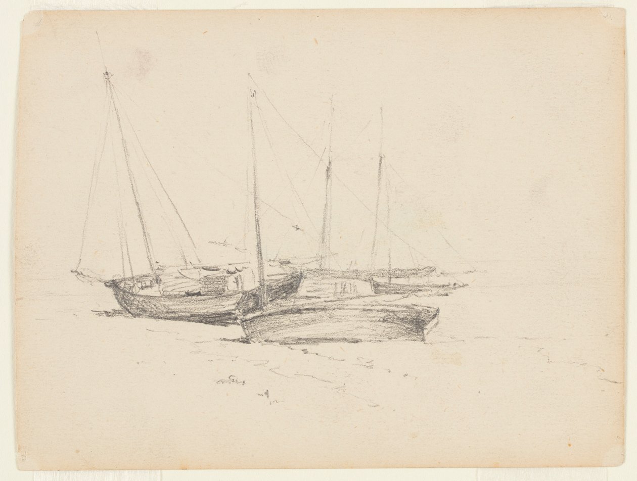 Fishing Boats on the Seashore by Walter Clark