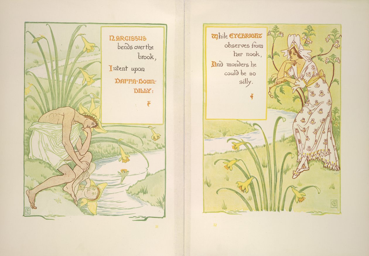 Narcissus and eyebright by Walter Crane