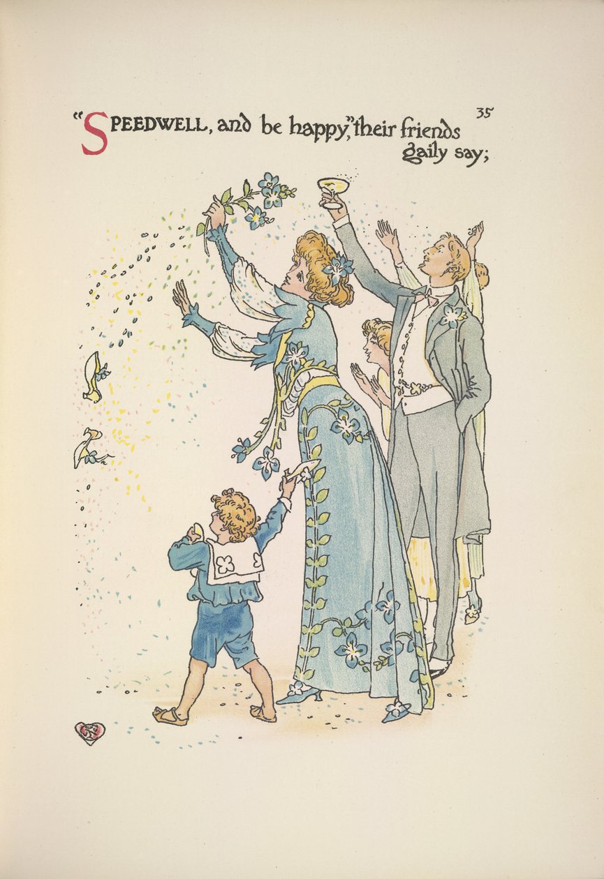 The Wedding Guests Throwing Confetti by Walter Crane