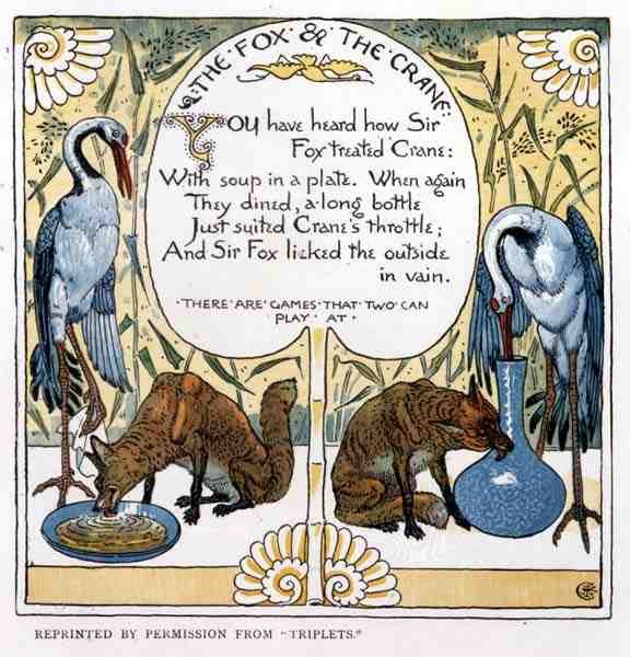 The Fox and The Crane, from Triplets by Walter Crane