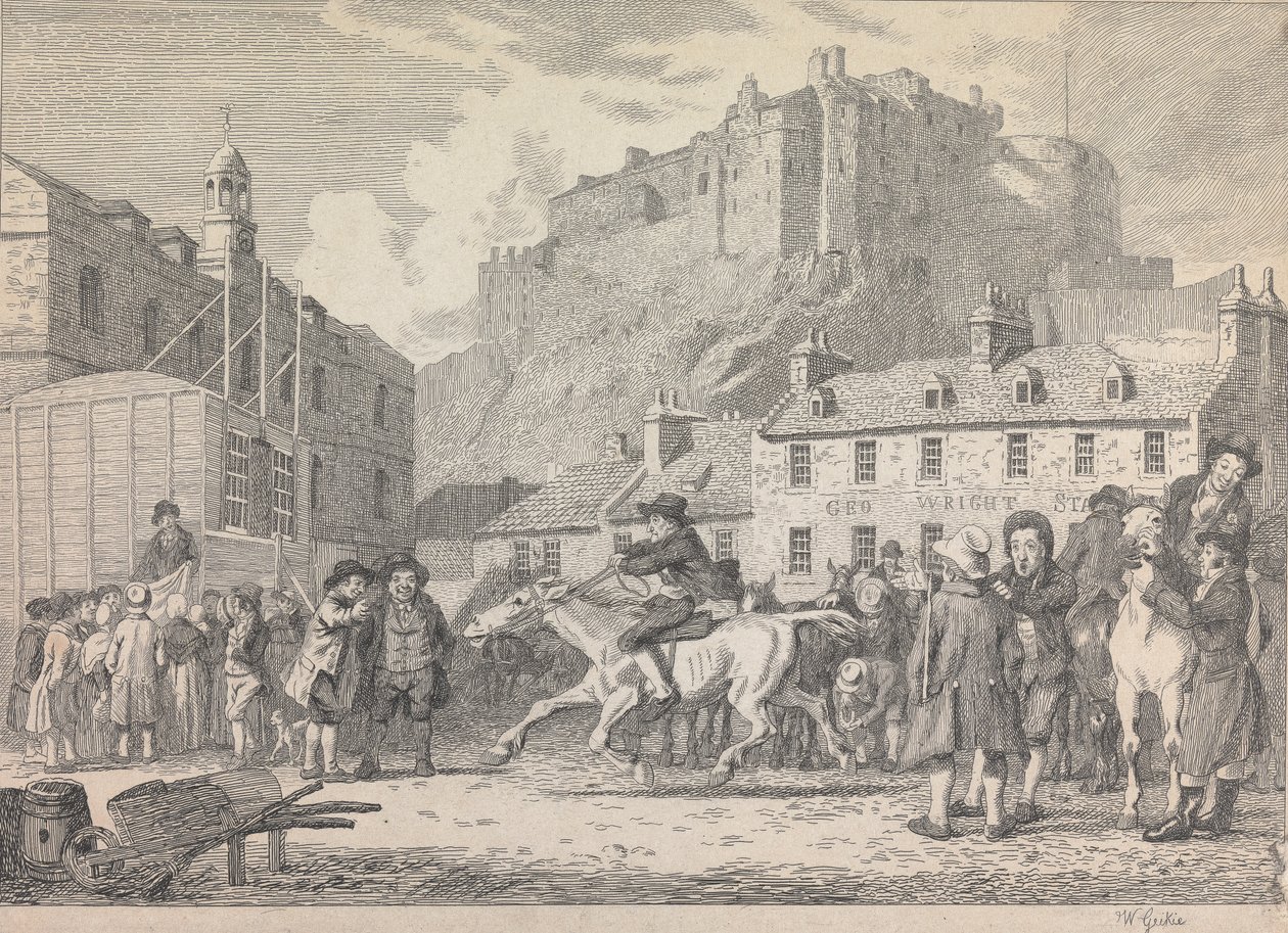 Edinburgh Castle and Horse Fair by Walter Geikie