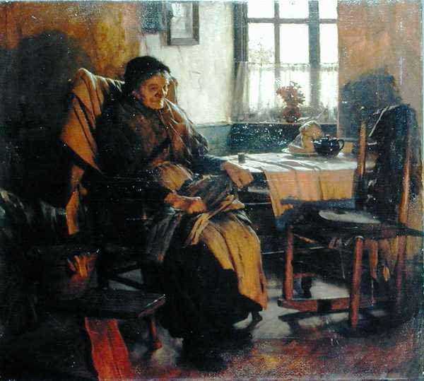 In the Firelight by Walter Langley