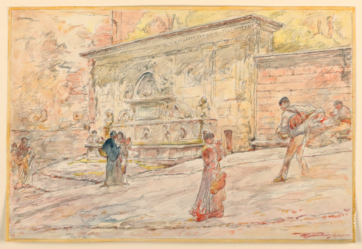 A Large Fountain by Walter Shirlaw