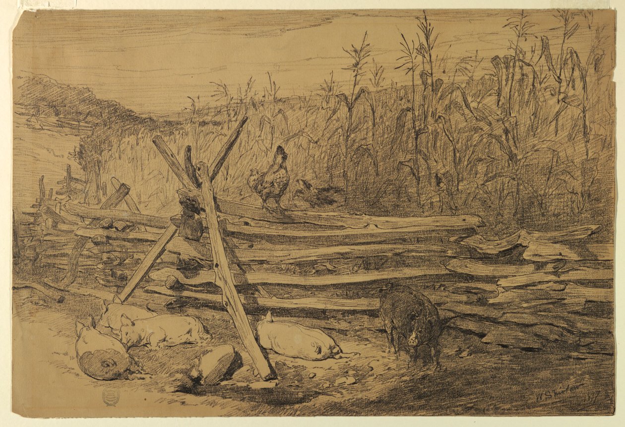 Farm Scene by Walter Shirlaw