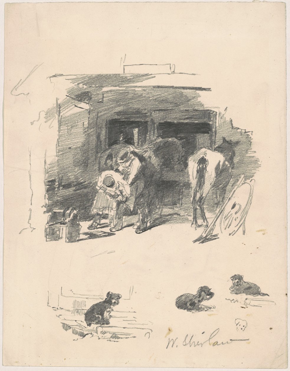 Men Shoeing a Horse by Walter Shirlaw