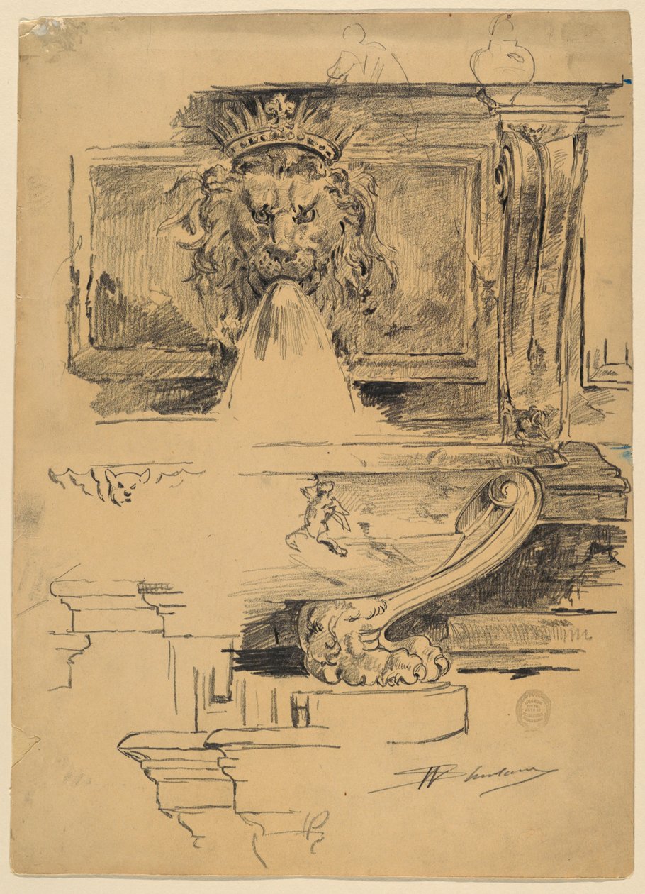 Study of a Fountain, Italy by Walter Shirlaw