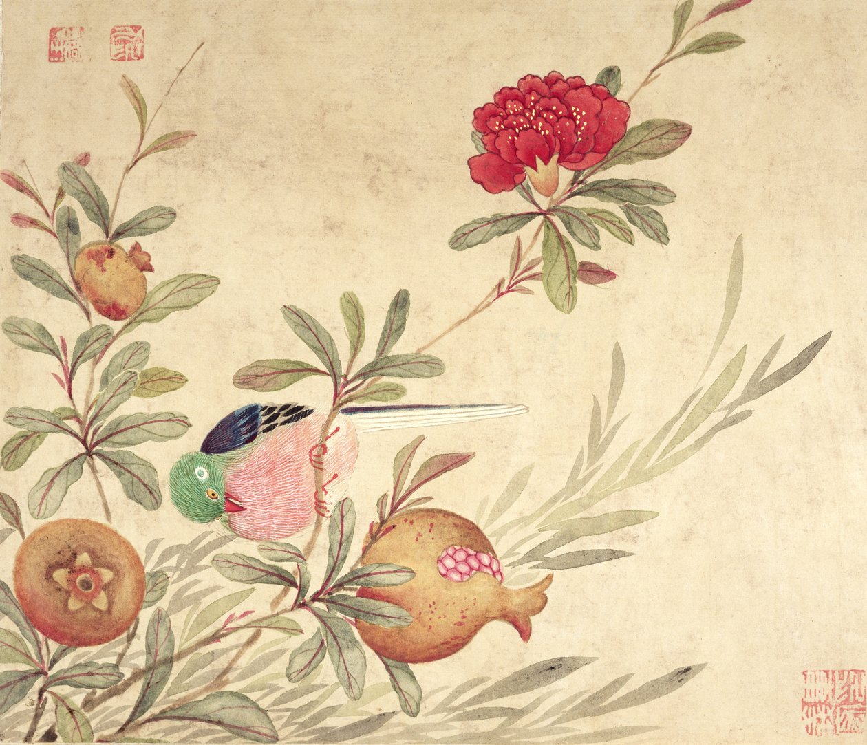 One of a series of paintings of birds and fruit, late 19th century by Wang Guochen