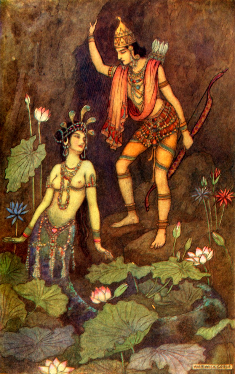 Arjuna and the River Nymph by Warwick Goble