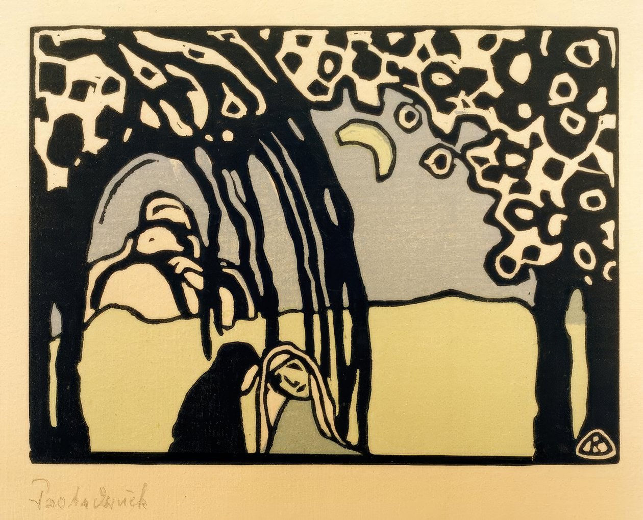 Two Women in Moon Landscape by Wassily Kandinsky