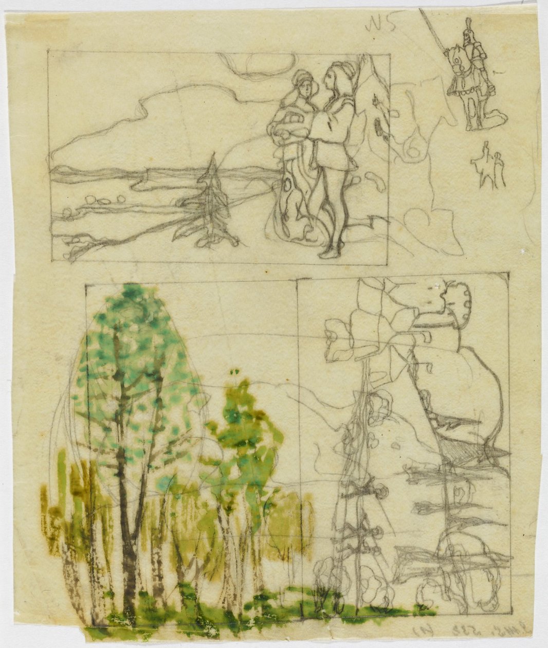 Sketch Sheet with Medieval Themes by Wassily Kandinsky