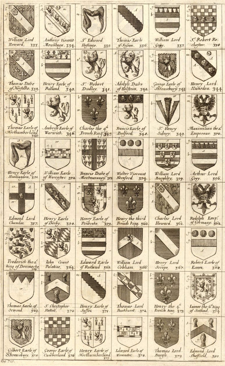 Arms of Knights of the Garter by Wenceslaus Hollar