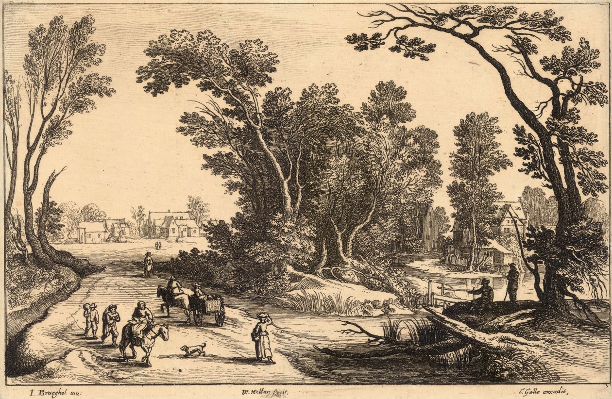 Going to Market (Brueghel). State 2 by Wenceslaus Hollar