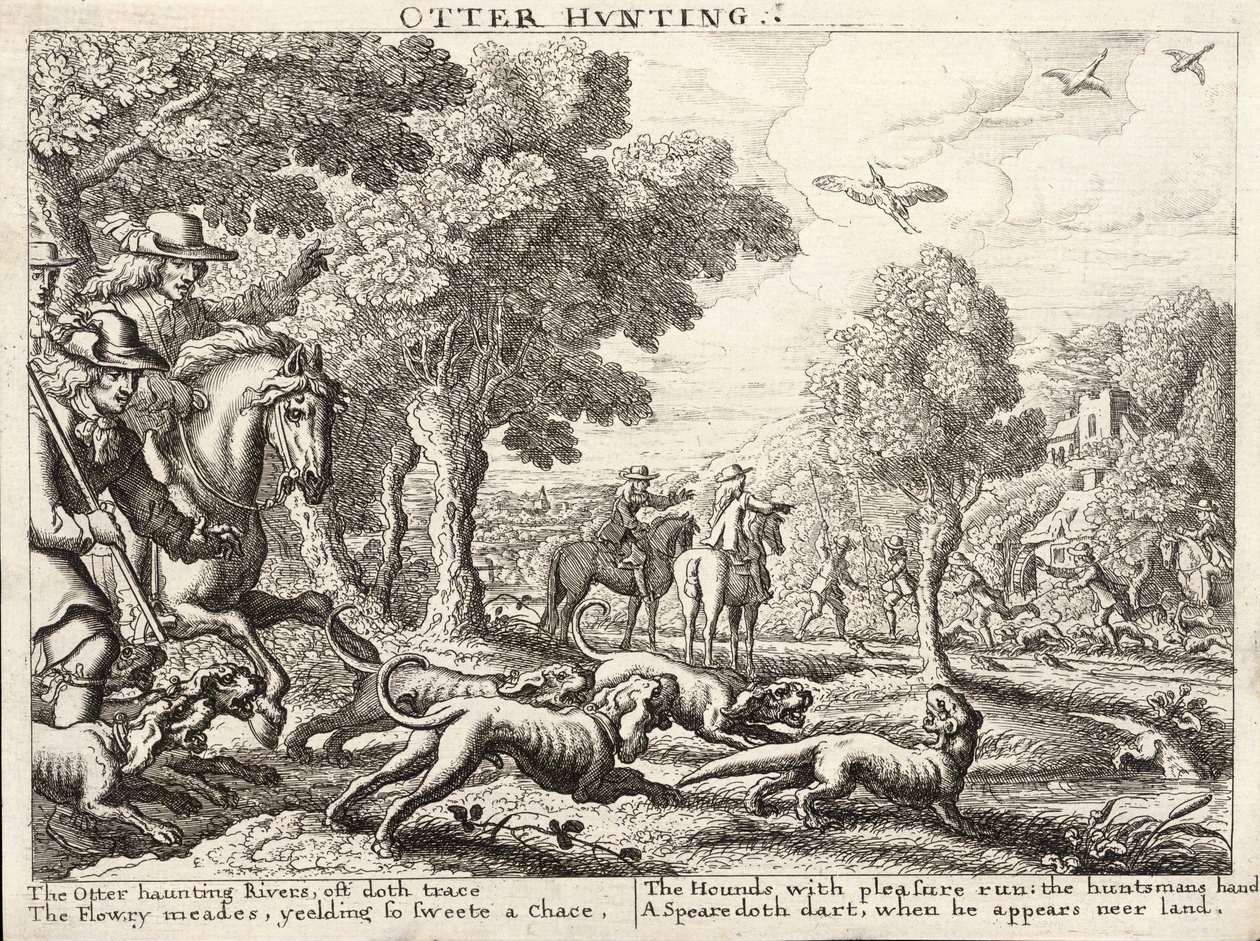 Otter Hunting by Wenceslaus Hollar