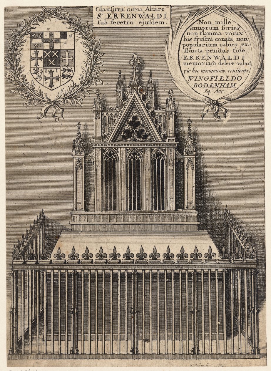 St Erkenwald (Monument) (State 2) by Wenceslaus Hollar