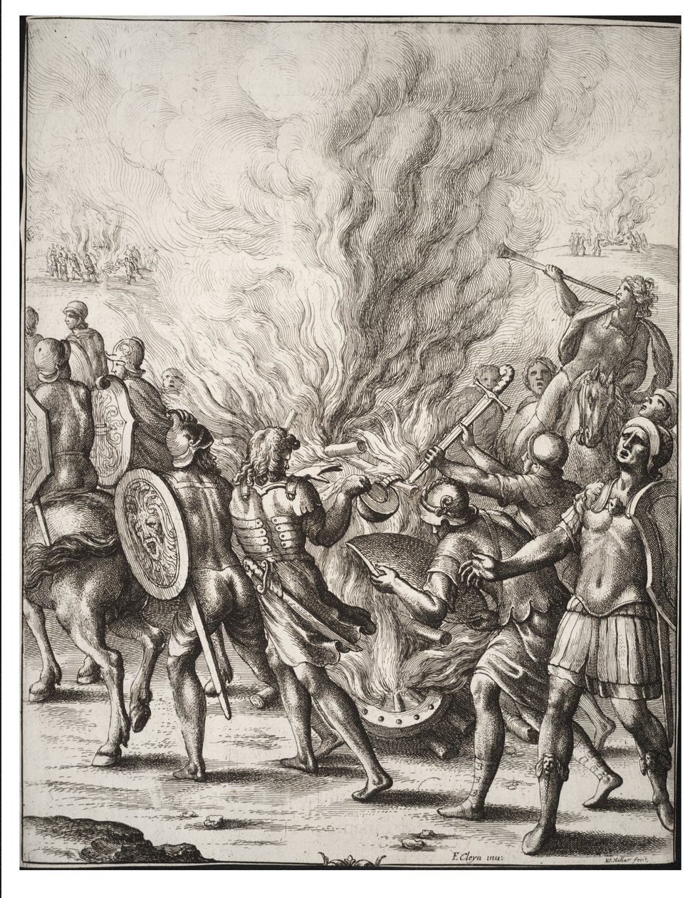 The Trojans Cremating Their Dead (State 1) by Wenceslaus Hollar