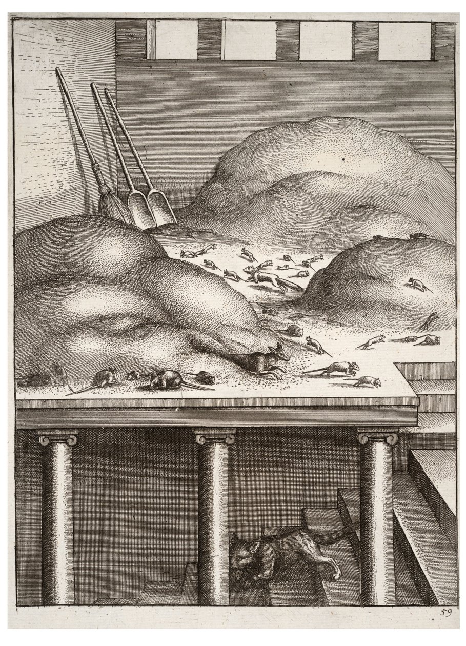 The Old Weasel and the Mice by Wenceslaus Hollar