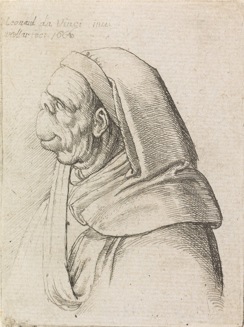 Grotesque Profile of a Man Wearing a Hood by Wenceslaus Hollar