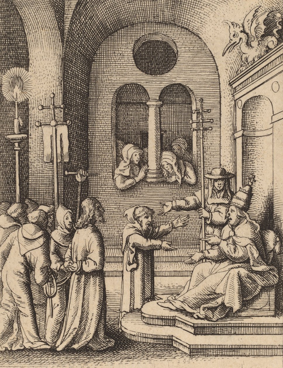 Jesus Again Before Caiaphas by Wenceslaus Hollar