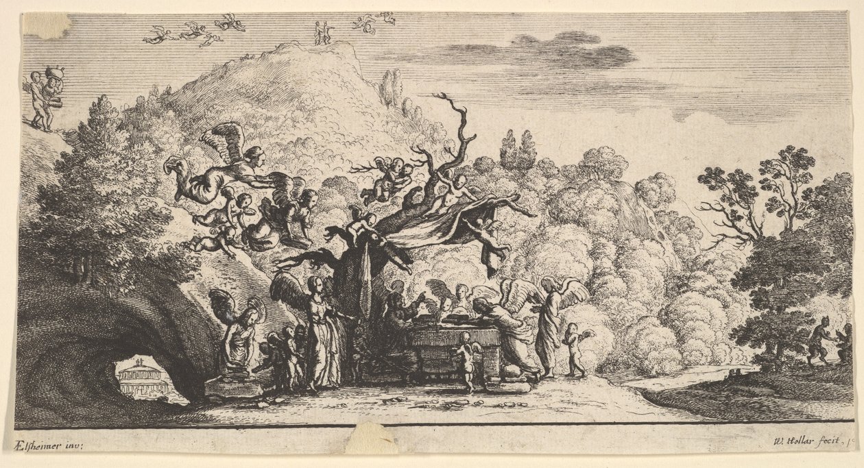 Jesus Served by Angels by Wenceslaus Hollar