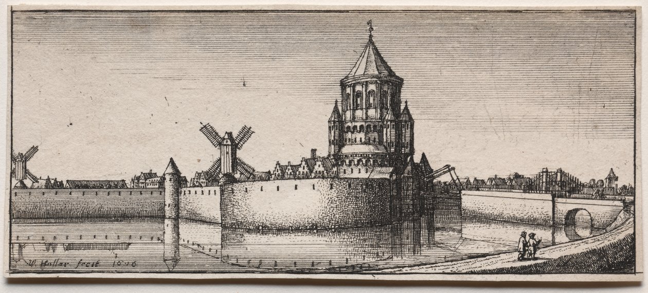 Moated Town Gate by Wenceslaus Hollar