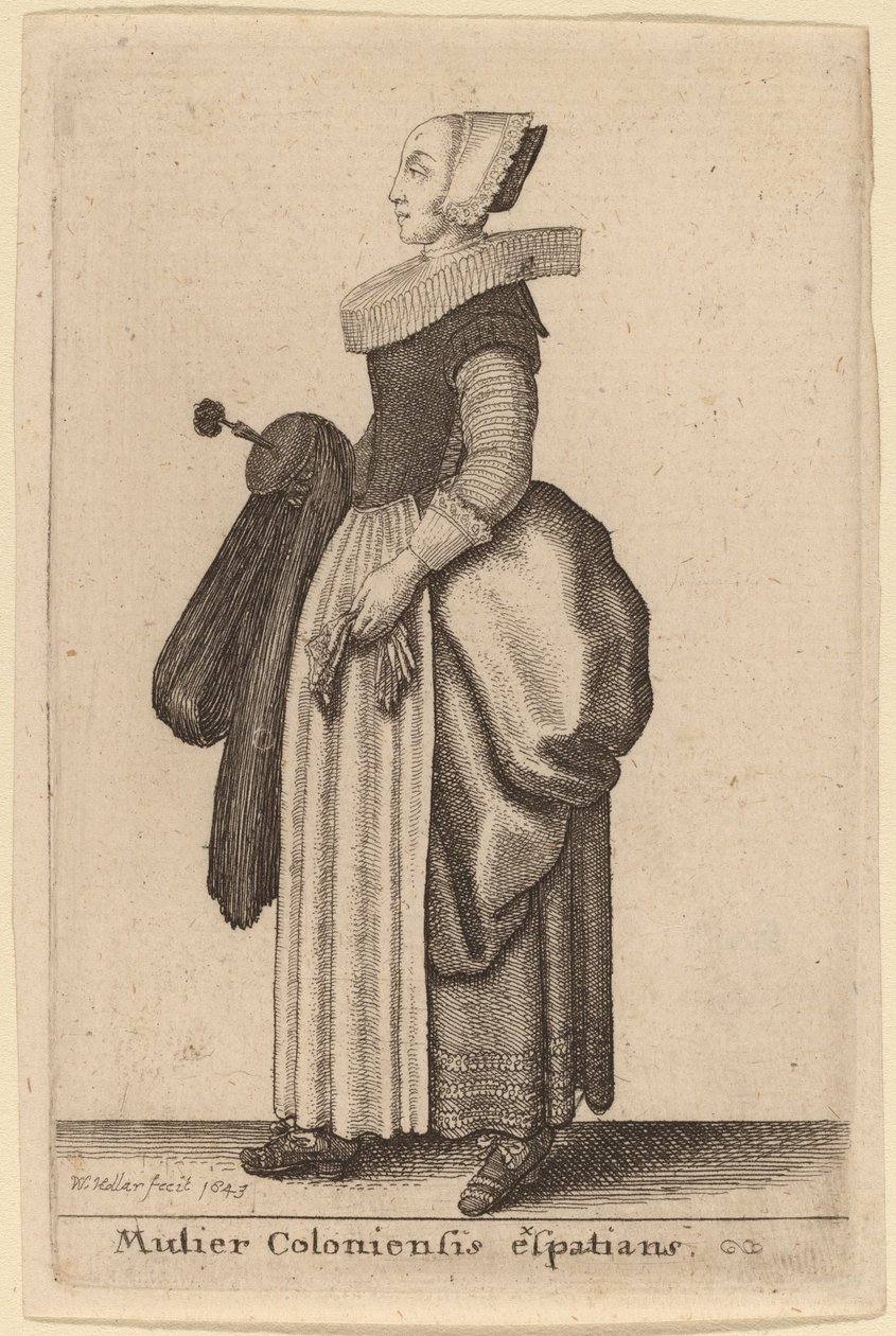 Cologne Woman Walking by Wenceslaus Hollar