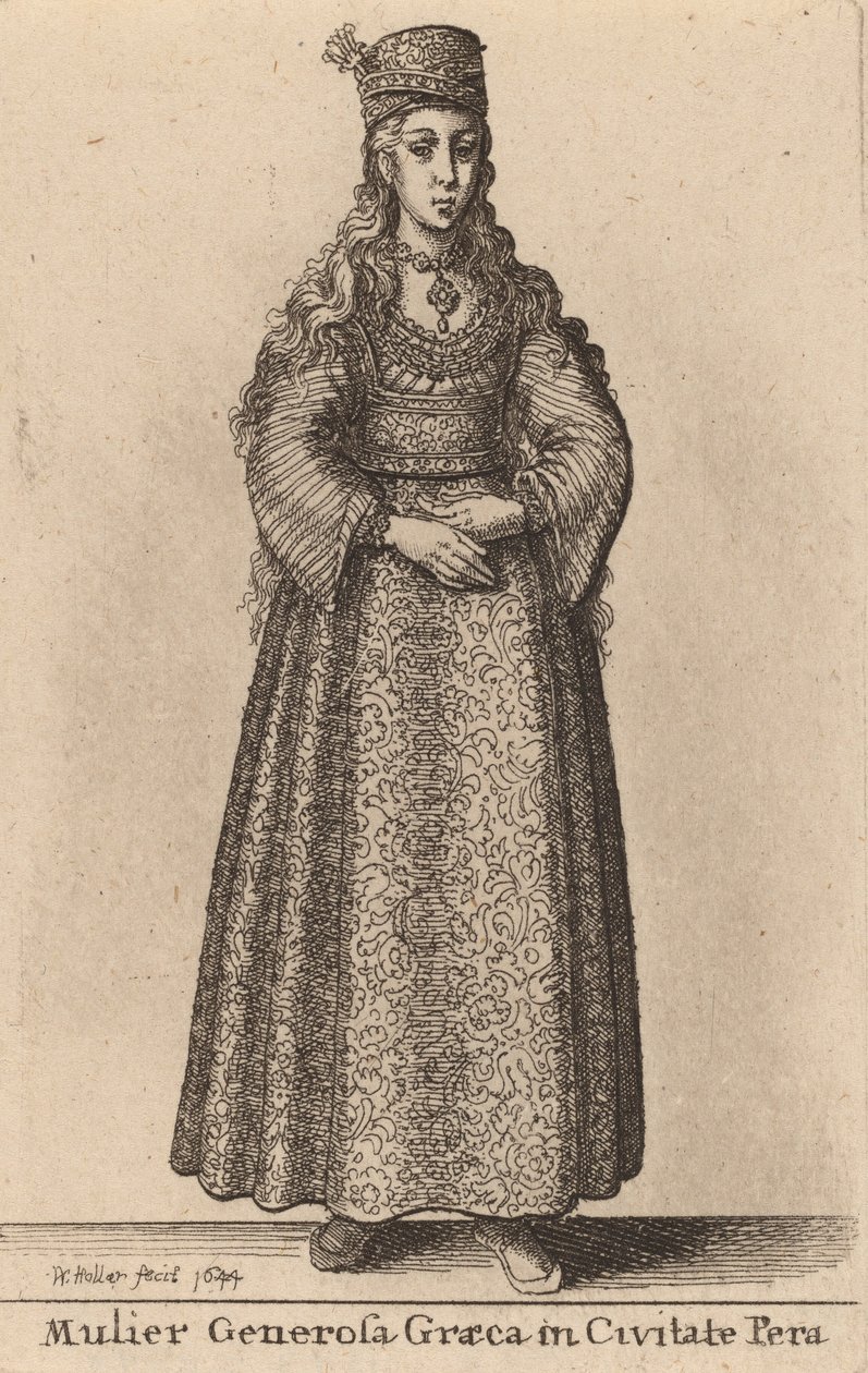 Generous Greek Woman in the City of Pera, 1644 by Wenceslaus Hollar