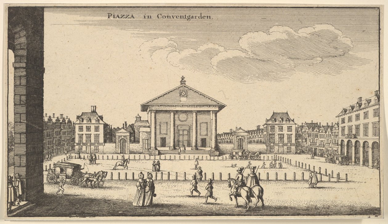 Piazza in Covent Garden, ca. 1647 by Wenceslaus Hollar